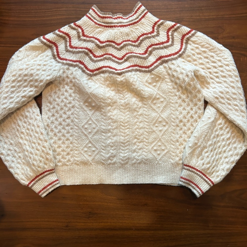 Cozy Cream and Red Women's Sweater